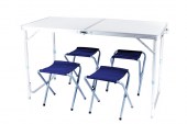 Комплект сгъваема маса с 4 стола CAO, ламиниран плот и алуминиева рамка