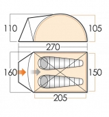 Двуместна двуслойна палатка Vango Alpha 250 с воден стълб 3 000 мм