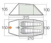 Двуслойна, ултра лека трекинг палатка Vango Xenon UL 2, двуместна, с 3000 мм воден стълб